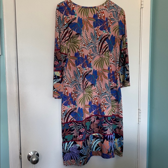 Jean-Pierre Klifa Paris size large, Daphne Tropical Print Dress with 3/4 Sleeves - Picture 5 of 6
